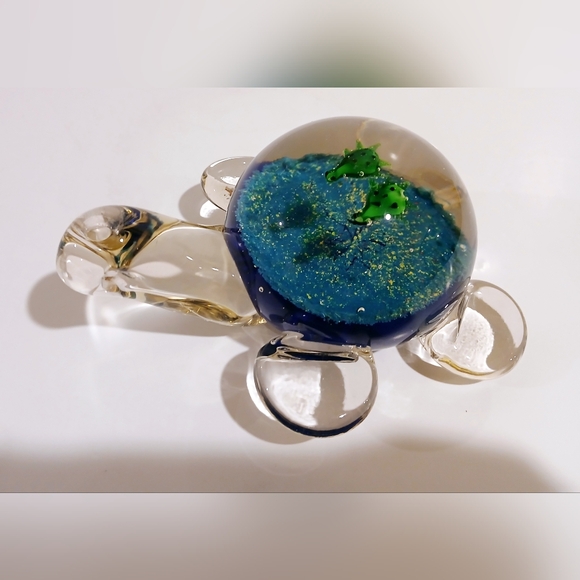 Art Glass Turtle Figurine with Blue and Green Accents - Picture 4 of 6